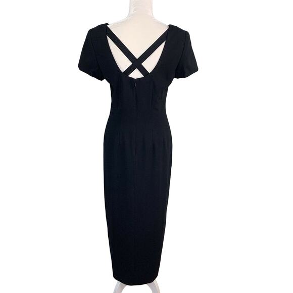 Vintage Liz Claiborne Dress Formal 8 Maxi Black Short Sleeve Lined New - Picture 11 of 11